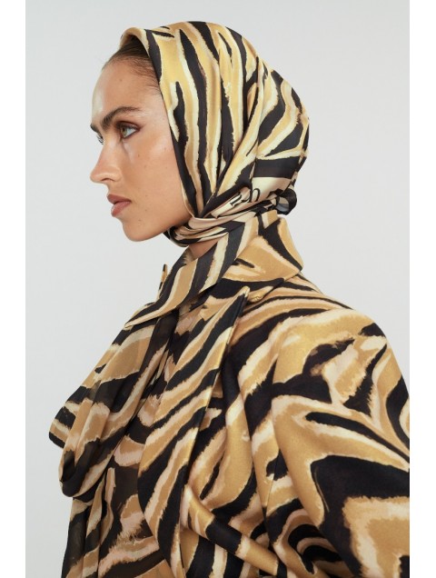 MIX AND MATCH Scarf Caramel Zebra Μπεζ Μαντήλι